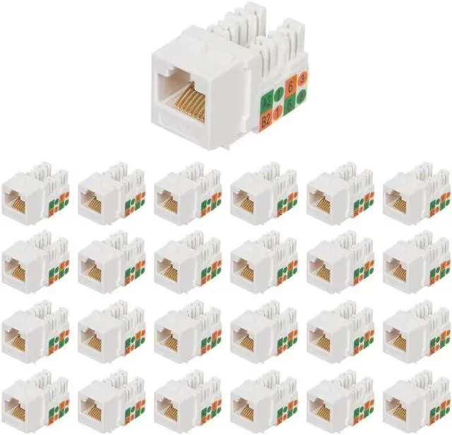 Alt view image 4 of 4 - Cat6 RJ45 90-Degree Keystone Jack, Punch Down Keystone Jack Adapter White (25 Pack)