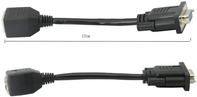 Alt view image 4 of 4 - DB9 RS232 to RJ45 Extender, DB9 9-Pin Serial Port Female&Male to RJ45 CAT5 CAT6 Ethernet LAN Extend Adapter Cable-2pcs (2-Cable)
