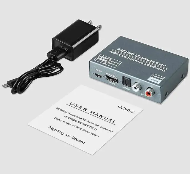 Alt view image 5 of 7 - 4K@60HZ HDMI Audio Extractor, HDMI to HDMI with Optical TOSLINK SPDIF + 5.1/2CH + 3.5mm RCA R/L Audio Converter HDMI Audio Splitter Adapter Supports HDMI 2.0, HDCP 2.2, 18Gpbs for PS5