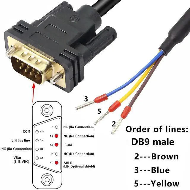 Main image of DB9 Connector RS232 Serial Port Cable DB9 Adapters Solderless 9-Pin COM port Breakout Replacement Cable Order:235 (male) -1.5m/4.92Feet