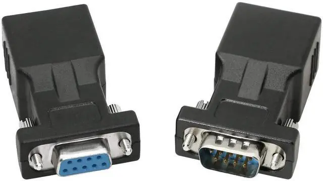 Main image of DB9 RS232 to RJ45 Extender, DB9 9-Pin Serial Port Female&Male to RJ45 CAT5 CAT6 Ethernet LAN Extend Adapter Cable-2pcs (2-Adapter)