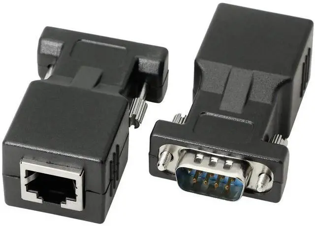 Alt view image 4 of 6 - DB9 RS232 to RJ45 Extender, DB9 9-Pin Serial Port Female&Male to RJ45 CAT5 CAT6 Ethernet LAN Extend Adapter Cable-2pcs (2-Adapter)