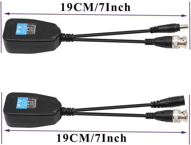 Alt view image 4 of 7 - Video Balun RJ45 to BNC Transceiver Transmitter HD-CVI/TVI/AHD/CVBS with DC Power Connector for 1080P 3MP 4MP 5MP 8MP CCTV Security DVR Surveillance Camera System (4Pairs)