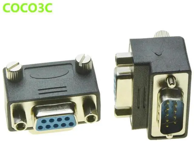 Alt view image 4 of 4 - Right Angle DB9 Adapter 9PIN RS232 Male to Female Extension Cable with screws pannel 90 Degree Connector