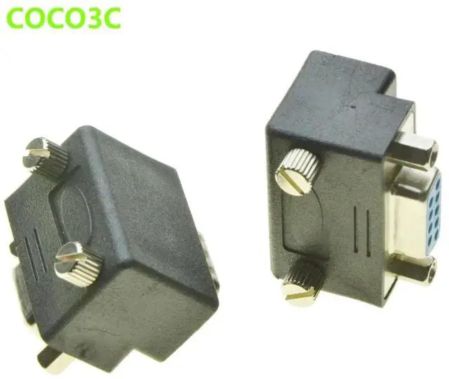 Alt view image 2 of 4 - Right Angle DB9 Adapter 9PIN RS232 Male to Female Extension Cable with screws pannel 90 Degree Connector