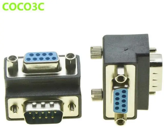 Main image of Right Angle DB9 Adapter 9PIN RS232 Male to Female Extension Cable with screws pannel 90 Degree Connector