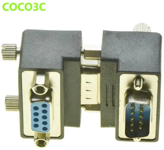 Alt view image 3 of 4 - Right Angle DB9 Adapter 9PIN RS232 Male to Female Extension Cable with screws pannel 90 Degree Connector