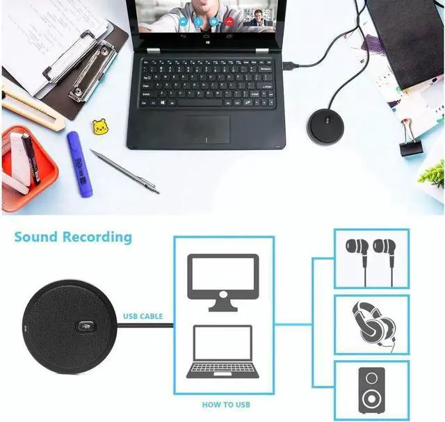 Alt view image 2 of 7 - Conference Microphone,USB Computer Microphone CM003, Mute Function, Omnidirectional Mic for Computers PC, Condenser Boundary Desktop Microphones for Streaming,VoIP Calls,Skype,Chatting