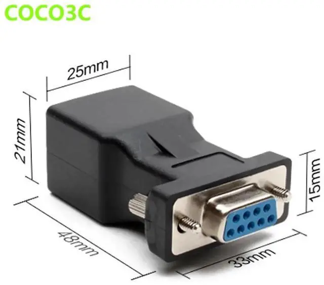 Alt view image 5 of 5 - RS232 COM Female to RJ45 Female Connector Convertor DB9 Serial Port to LAN CAT5 CAT6 RJ45 Network Ethernet Cable Adapter