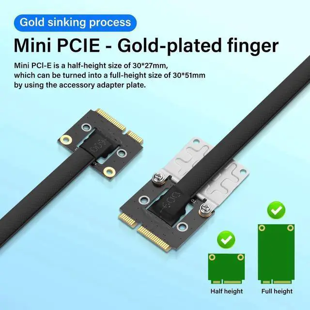 Alt view image 6 of 6 - Mini PCIE to NGFF M.2 M Key Extender Cable MPCIE Male to M2 Female NVME SSD Riser Cable