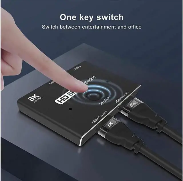 Alt view image 6 of 7 - 2.1 Ultra HD 8K High Speed 48Gbps Directional Switch Only 2in 1out 8K@60Hz 4K@120Hz Splitter Converter Compatible with Xbox PS5 Projectors Monitors