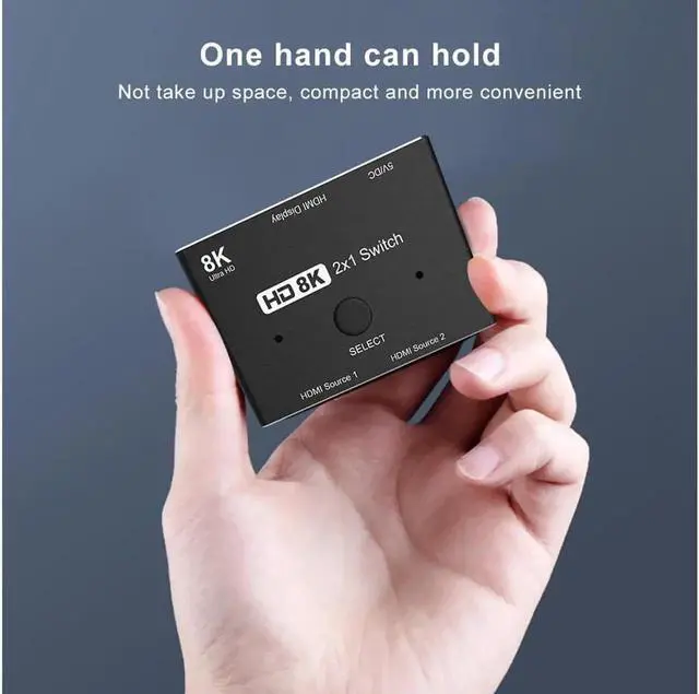 Alt view image 5 of 7 - 2.1 Ultra HD 8K High Speed 48Gbps Directional Switch Only 2in 1out 8K@60Hz 4K@120Hz Splitter Converter Compatible with Xbox PS5 Projectors Monitors