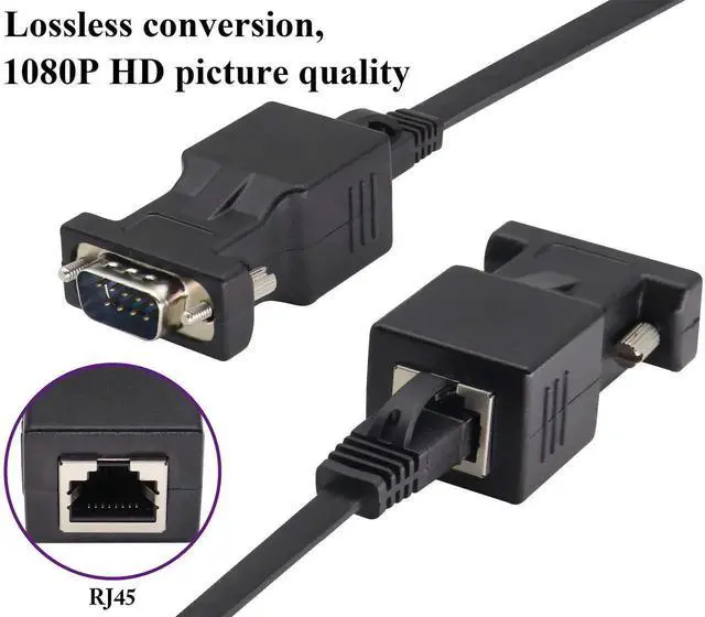 Alt view image 6 of 7 - RJ45 to DB9 RS232 Adapter 9-Pin Serial Port RS232 Male to RJ45 Female CAT5 CAT6 Ethernet LAN Extend Converter, Network to DB9 Serial Port Coupler Extender Adapter (2 Pack-Male)