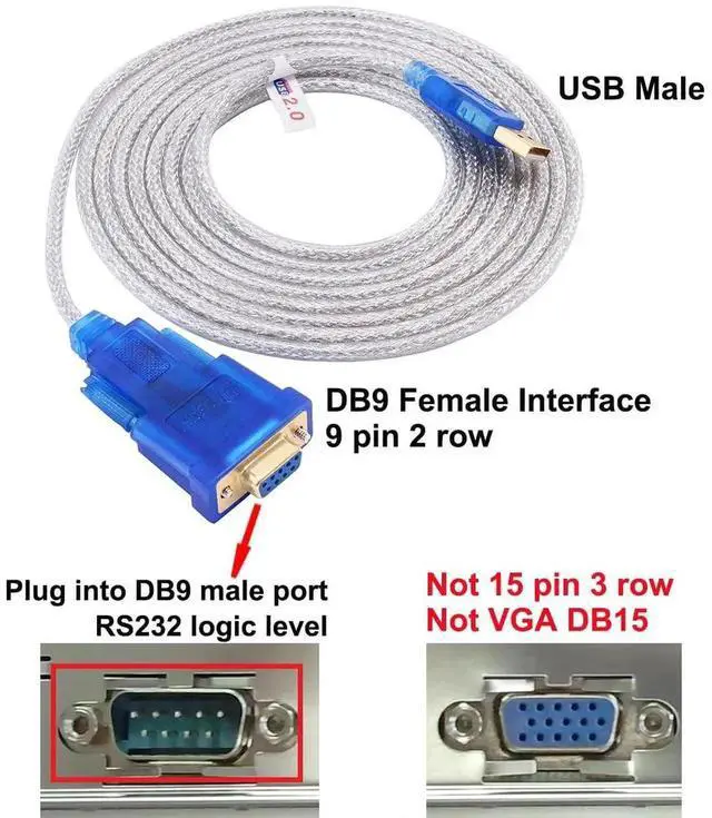 Alt view image 5 of 7 - 3 Feet USB to Serial Female Adapter Cable DB9 RS232 to USB 2.0 Cord with Prolific PL2303 Chip Windows 11 10 8 7 Mac Linux (9 Pin 2 Row Connector RS232C Protocol)
