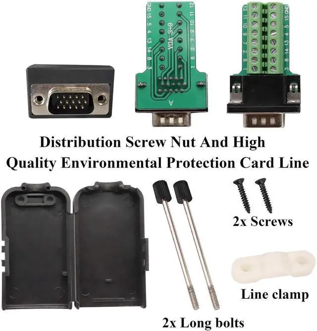 Alt view image 2 of 7 - DB9 Screw Terminal Block Adapter D-SUB 9-pin RS232 Male to 9+1 Pin/Way Female Serial Terminal Breakout Board Connector Signal Module with case (2Pcak/Male)