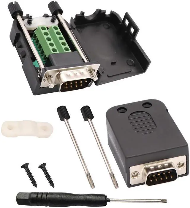 Alt view image 6 of 7 - DB9 Screw Terminal Block Adapter D-SUB 9-pin RS232 Male to 9+1 Pin/Way Female Serial Terminal Breakout Board Connector Signal Module with case (2Pcak/Male)