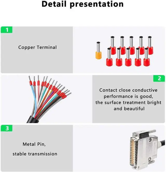 Alt view image 7 of 7 - DB25 Connector Adapter RS232 25 Pin Serial Extension Cable Solderless 25-Pin Port Breakout Replacement Cable with Bare Wire - 1M/3.2Ft (DB25 Male)