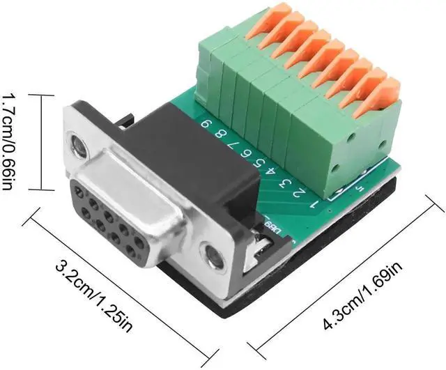 Alt view image 4 of 7 - DB9 Solderless Adapter RS232 D-SUB Serial to 9-pin Port Spring Terminal Crimp Connector Breakout Board 9 pin Port Adapter Module for Serial Communication Devices (DB9 Female)