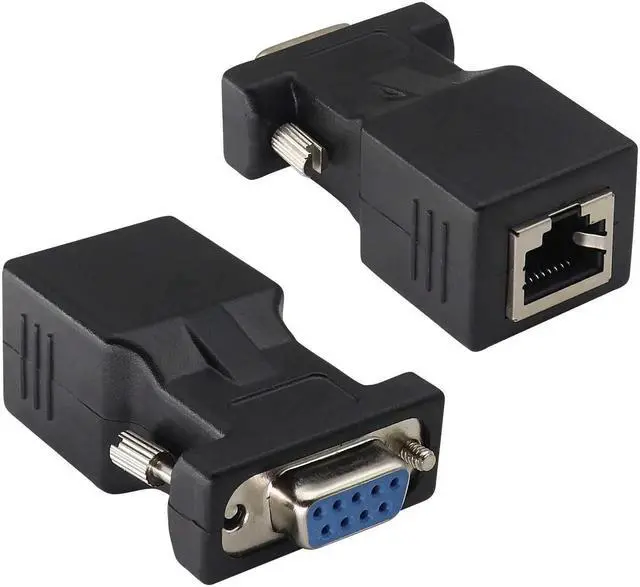 Alt view image 6 of 7 - 2-Pack DB9 to RJ45 Extender - Male & Female - 9Pin Serial Port to Ethernet LAN Network Adapter - Multimedia Video & Extend Transmission Distance - Compatible with DB9 Devices