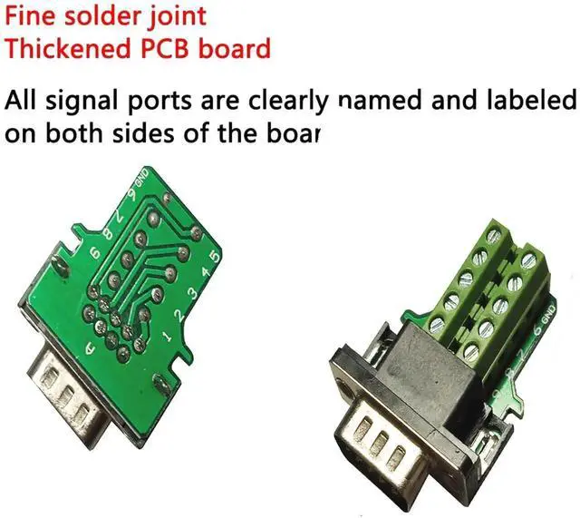 Alt view image 5 of 7 - DB9 Breakout Connector to Wiring Solderless Terminal RS232 D-SUB Male Serial Adapter 9pin Port Breakout Board Black Rubber Core with Case,Screwdriver,Nuts