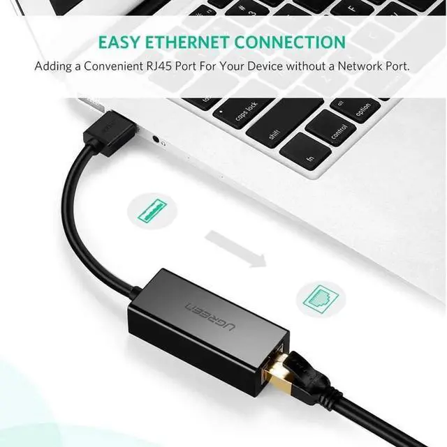 Alt view image 5 of 7 - UGREEN Ethernet Adapter USB 2.0 to 10/100 Network RJ45 Lan Wired Adapter for Nintendo Switch, Wii, Wii U, Macbook, Chromebook, Windows 10, 8.1, Mac OS, Surface Pro, Linux ASIX AX88772 Chipset (Black)