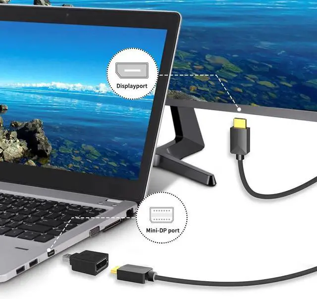 Alt view image 7 of 7 - Mini Displayport to Displayport Adapter, 8k Mini DP to DP Adapter Bi-Directional Mini Displayport Male to Displayport Female Extention Adapter for Laptop PC TV Gaming Monitor, 2pack