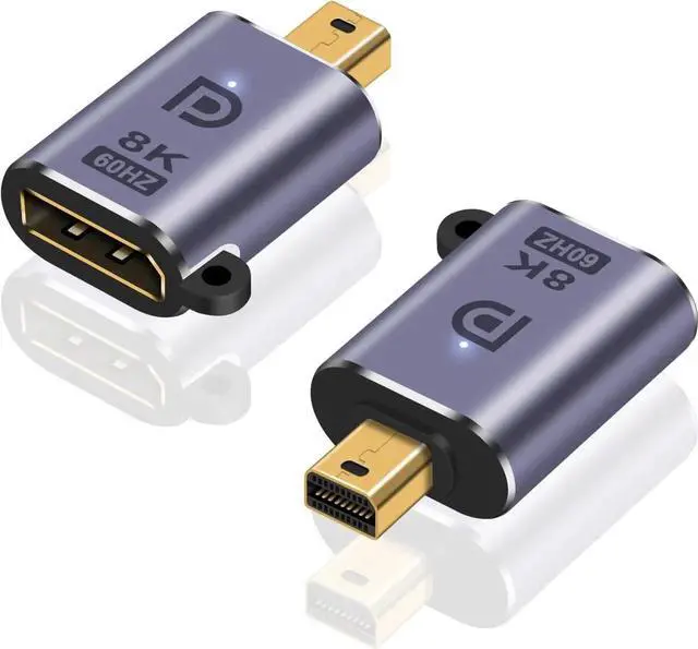 Main image of Mini Displayport to Displayport Adapter 8K, Mini DP to DP 1.4V Adapter, 8K@60hz Resolution Male to Female Extension Mini Displayport Adapter for MacBook, Surface Pro, 2Pack
