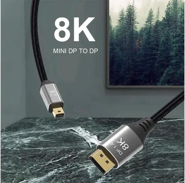 Alt view image 5 of 7 - Mini DP to DisplayPort 8K Cable 8K(7680x4320)@60Hz 4K@144Hz DisplayPort 1.4 Bi-Directional Transmission DisplayPort to Mini DisplayPort 8K Cable 1M