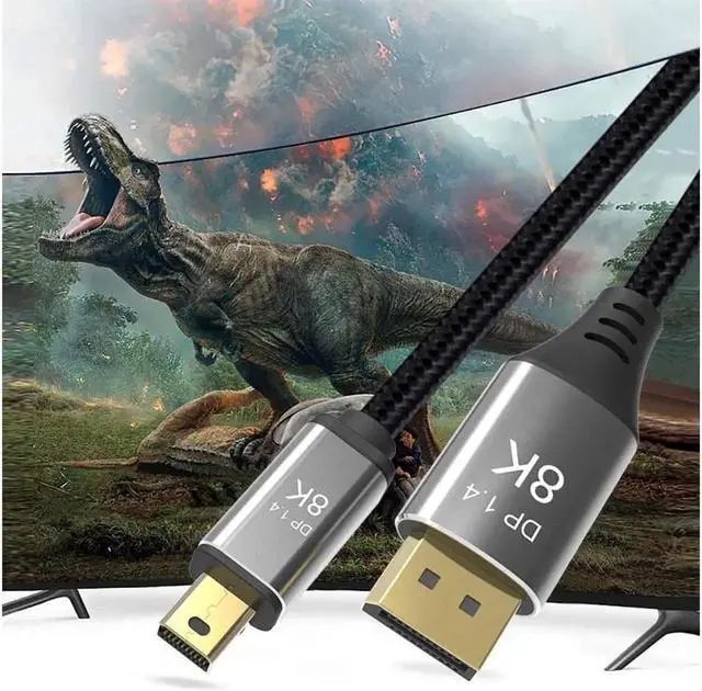 Alt view image 2 of 7 - Mini DP to DisplayPort 8K Cable 8K(7680x4320)@60Hz 4K@144Hz DisplayPort 1.4 Bi-Directional Transmission DisplayPort to Mini DisplayPort 8K Cable 1M