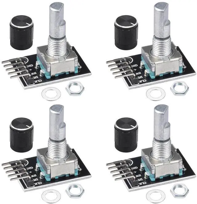 Main image of KY-040 Rotary Encoder Module 360 Degree Switch Encoders with Knob Cap Brick Sensor Modules (Pack of 4pcs)