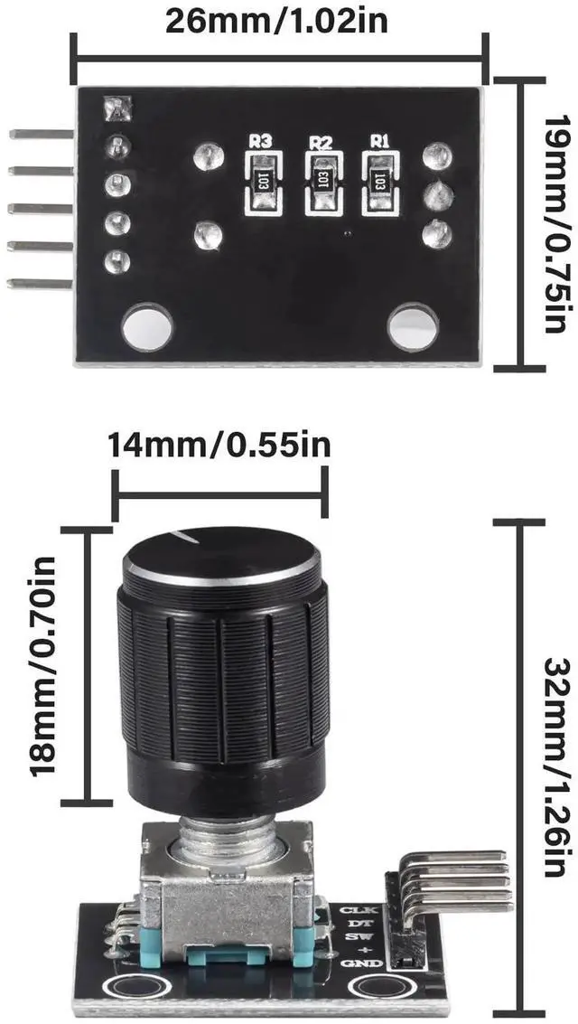 Alt view image 3 of 4 - KY-040 Rotary Encoder Module 360 Degree Switch Encoders with Knob Cap Brick Sensor Modules (Pack of 4pcs)