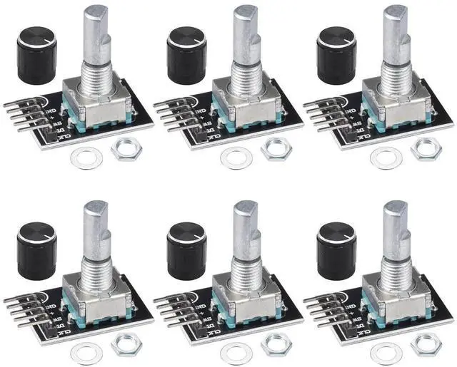 Main image of KY-040 Rotary Encoder Module 360 Degree Switch Encoders with Knob Cap Brick Sensor Modules (Pack of 6pcs)