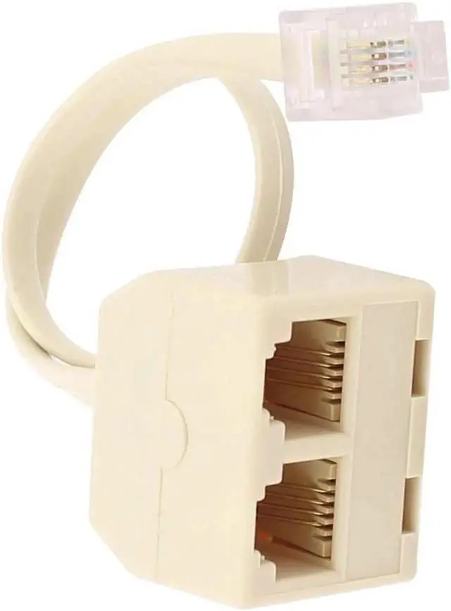 Alt view image 5 of 6 - (2 Pack) Two Way Telephone Splitter,1 Male to 2 Female Converter Cable RJ11 6P4C Telephone Wall Adaptor and Separator,RJ11 6P4C 2 Way Outlet Telephone Jack Line Splitter Adapter Beige
