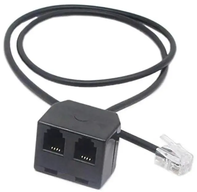 Alt view image 5 of 5 - RJ9 Telephone Training Adapter Y Splitter RJ9 Headset Extension Cord Adapter 1 Male to 2 Female Connector for IP Phones (2 RJ9 FM)