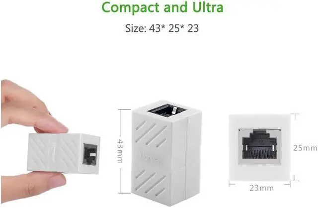 Alt view image 4 of 6 - (2 Pack) RJ45 Coupler In-Line Coupler Cat7/Cat6/Cat5e Ethernet Cable Extender Adapter Female to Female