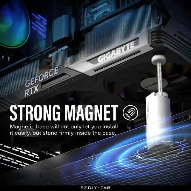 Alt view image 2 of 7 - GPU Support Bracket,5V 3PIN ARGB Graphics Card Brace, GPU Support Stand Adjustable Height ,Aluminum Video Card Sag Holder-White