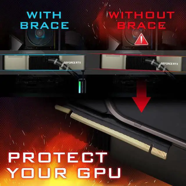 Alt view image 4 of 7 - GPU Support Bracket,5V 3PIN ARGB Graphics Card Brace, GPU Support Stand Adjustable Height,Aluminum Video Card Sag Holder