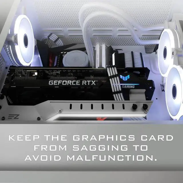 Alt view image 4 of 7 - GPU Holder Brace Graphics Card GPU Support Video Card Holder Bracket with 5V 3 Pin ARGB LED, Video Card Sag Holder/Holster Bracket Support RX6700,RTX3090- 309EZ-White