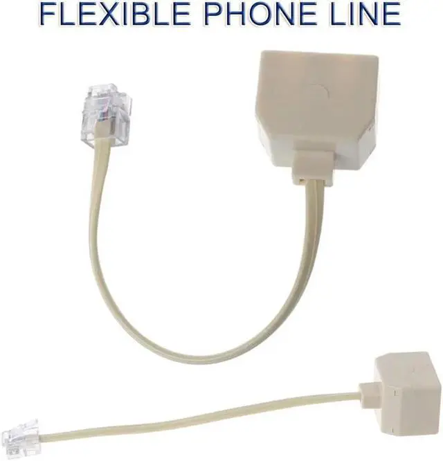 Alt view image 2 of 6 - Telephone Splitters - RJ11 6P4C Two Way 1 Male to 2 Female Outlet Ports Socket Phone Line Converter Cable Wall Adapter Separator for Landline and Fax Ivory