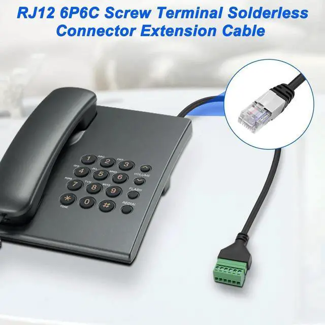 Alt view image 3 of 7 - RJ12 Screw Terminal RJ12 6P6C to 6 Pin Solderless Connector Adapter Extension Cable Phone Cord RJ12 Male to 6 Pin Terminal Breakout Board Extender Connector for Landline Telephone Modem - 2PCS