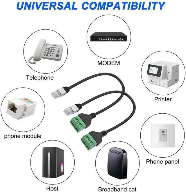 Alt view image 6 of 7 - RJ12 Screw Terminal RJ12 6P6C to 6 Pin Solderless Connector Adapter Extension Cable Phone Cord RJ12 Male to 6 Pin Terminal Breakout Board Extender Connector for Landline Telephone Modem - 2PCS