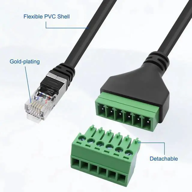 Alt view image 2 of 7 - RJ12 Screw Terminal RJ12 6P6C to 6 Pin Solderless Connector Adapter Extension Cable Phone Cord RJ12 Male to 6 Pin Terminal Breakout Board Extender Connector for Landline Telephone Modem - 2PCS