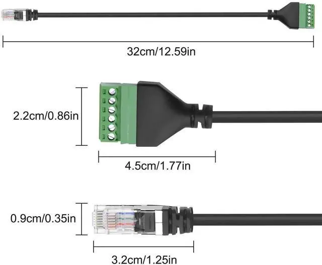 Alt view image 5 of 7 - RJ12 Screw Terminal RJ12 6P6C to 6 Pin Solderless Connector Adapter Extension Cable Phone Cord RJ12 Male to 6 Pin Terminal Breakout Board Extender Connector for Landline Telephone Modem - 2PCS