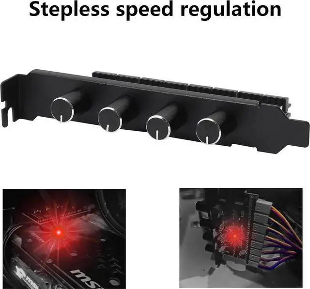 Alt view image 5 of 7 - Knob Cooling Fan Speed Controller PC 8 Channels Fan Hub for CPU Case HDD VGA PWM Fan PCI Bracket 12V Fan Control- SATA Power Supply (SATA 4 Knob)