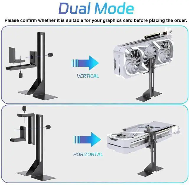 Alt view image 2 of 6 - GPU Support Bracket, GPU Brace, Video Card Holder Bracket with Bottom Adhesive, GPU Stand, Adjustable Anti Sag GPU Stand 35-120mm, Support GPU 4090 Thickness Support up to 75mm