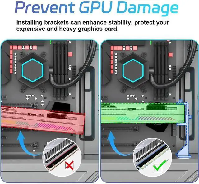 Alt view image 5 of 6 - GPU Support Bracket, GPU Brace, Video Card Holder Bracket with Bottom Adhesive, GPU Stand, Adjustable Anti Sag GPU Stand 35-120mm, Support GPU 4090 Thickness Support up to 75mm