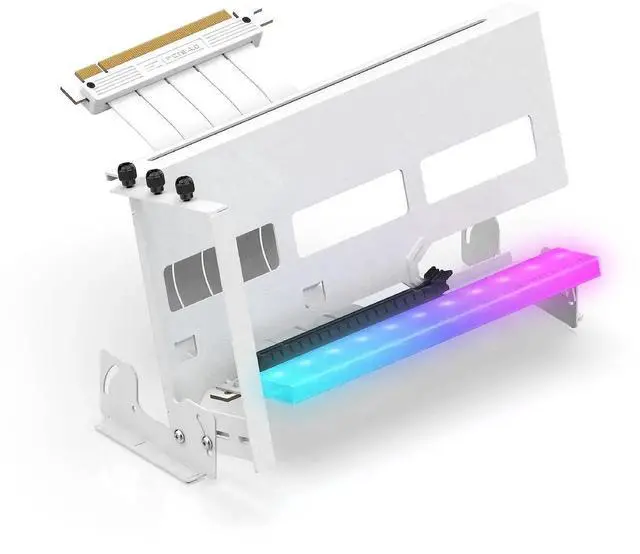 Main image of PCIe 4.0 GPU Mount Bracket with ARGB LED Module, Multi-Angle Adjustment with All White Riser Cable, Compatible to RTX4090, 4080, 4070ti - White