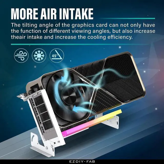 Alt view image 4 of 7 - PCIe 4.0 GPU Mount Bracket with ARGB LED Module, Multi-Angle Adjustment with All White Riser Cable, Compatible to RTX4090, 4080, 4070ti - White