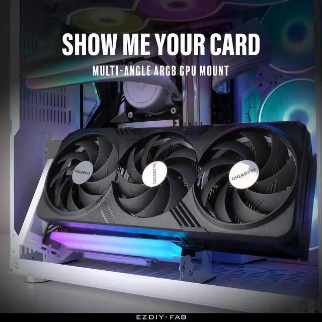 Alt view image 6 of 7 - PCIe 4.0 GPU Mount Bracket with ARGB LED Module, Multi-Angle Adjustment with All White Riser Cable, Compatible to RTX4090, 4080, 4070ti - White