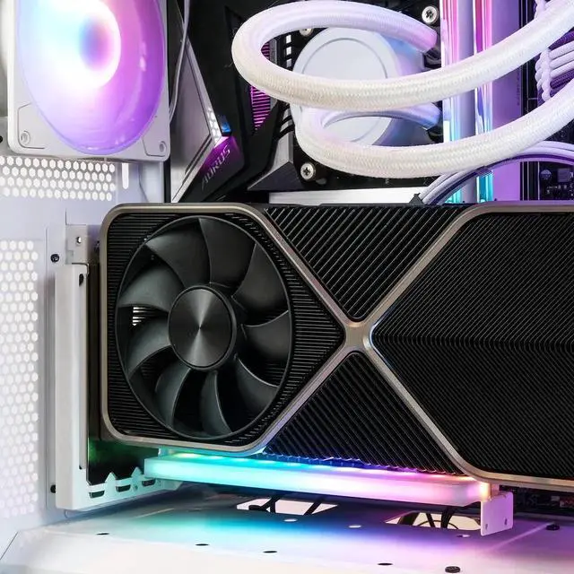 Alt view image 7 of 7 - Vertical PCIe 4.0 GPU Mount Bracket Graphic Card Holder with 5V 3 Pin ARGB LED Module, Video Card VGA Support Kit with PCIe 4.0 X16 Gen4 17cm/6.69in Riser Cable 90 Degree Right Angle- White